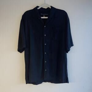 Tommy Bahama 100% Silk Black Button-Up Shirt (Large)